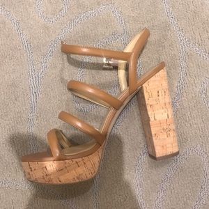 Micheal kors tan and kork heels